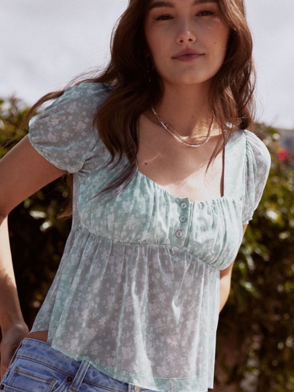baby doll rsq green floral top